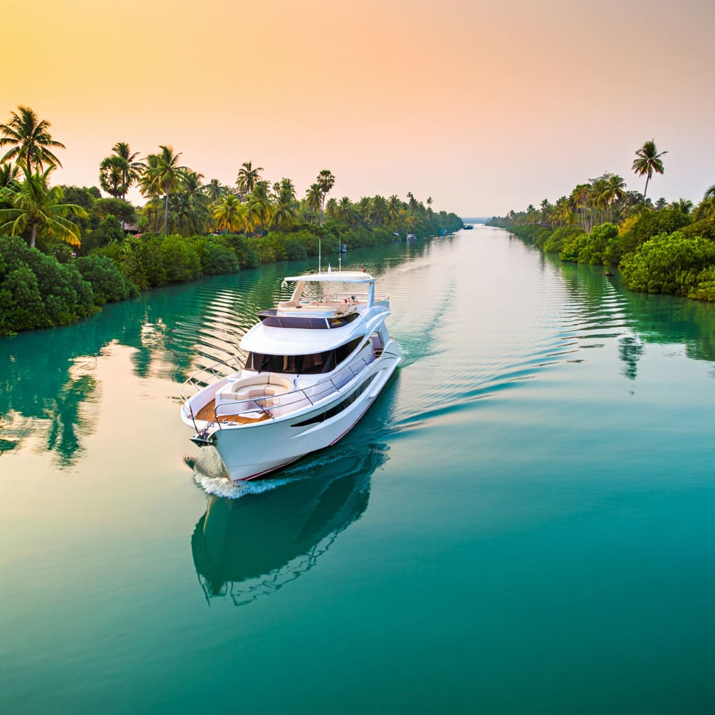 Luxury boat sailing in Kerala backwaters